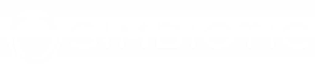 Logo simbiotic a una sola tinta, color blanco