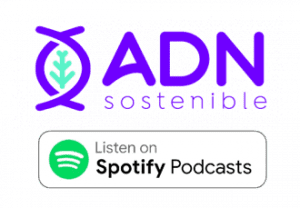 Logo ADN sostenible con logo de escúchalo en Spotify podcast